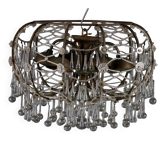 Lustre ancien en verre et métal 6 lumières Italie XIX Century