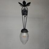 Art Deco pendant lamp with hexagonal glass shade, 1930s