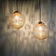 Pair of amber bubble glass pendant lights, 1970s