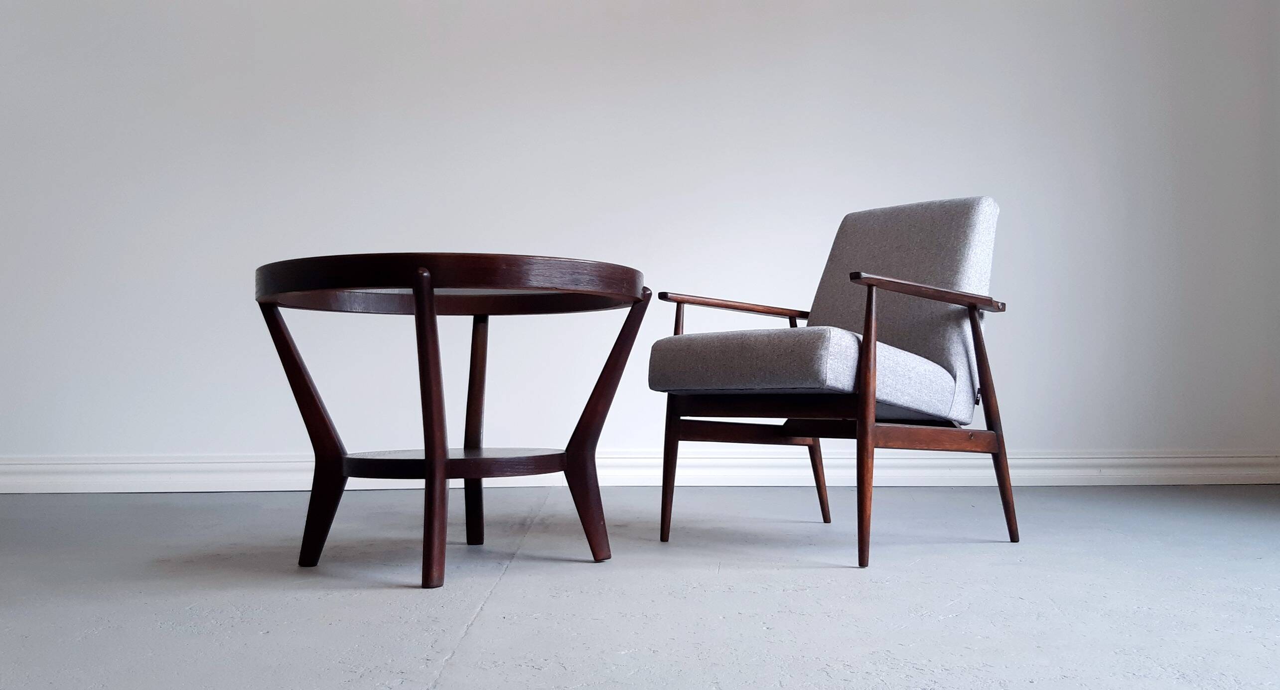 1960 henryk lis mid century armchair in grey tweed