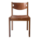 elm wood and camel leather chair Maison Regain, French design 1960