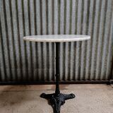 Round marble bistro table with cast iron legs