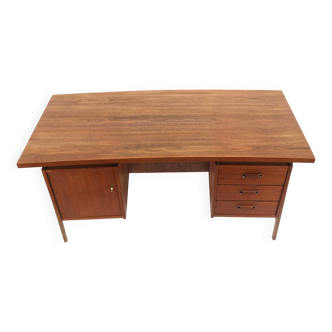 Grand bureau boomerang au design danois vintage en teck