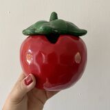 Mustard pot or jam maker in tomato-shaped slip