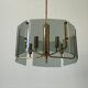 Grey glass chandelier with a brass body, 1960, Italy