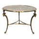Tripod Circular Coffee Table "Aux Coqs" in Bronze and Églomisé Mirror, May