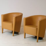 Pair of "Rich" leather armchairs by Antonio Citterio, Moroso edition, 1989