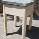 Shoe polish stool with round top and aluminum legs.