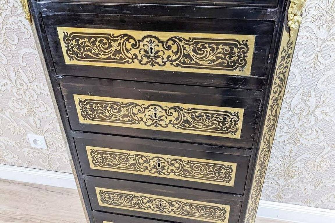 Antique Baroque Revival Inlaid Dresser, 1890s