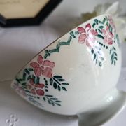 Old Bowl in Earthenware with Flower Decoration Marked underneath M