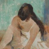 Paul COLLOMB: Dancer on a green background, original signed lithograph.