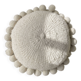 Handmade cushion Monte Pom Pom Pampa large natural wool Ecru