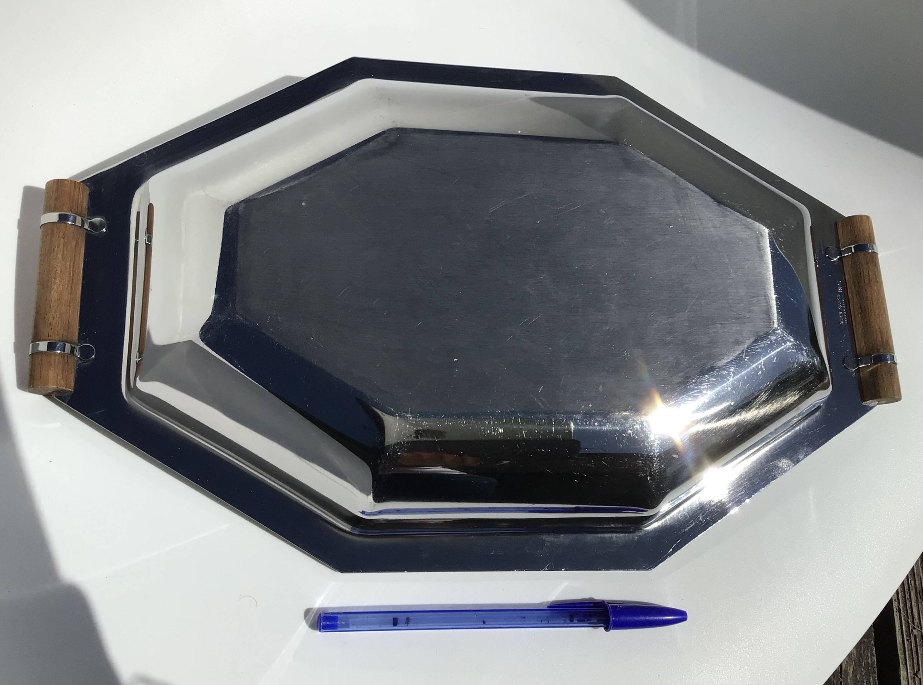 Coupe inoxydable octogonale poignées bois