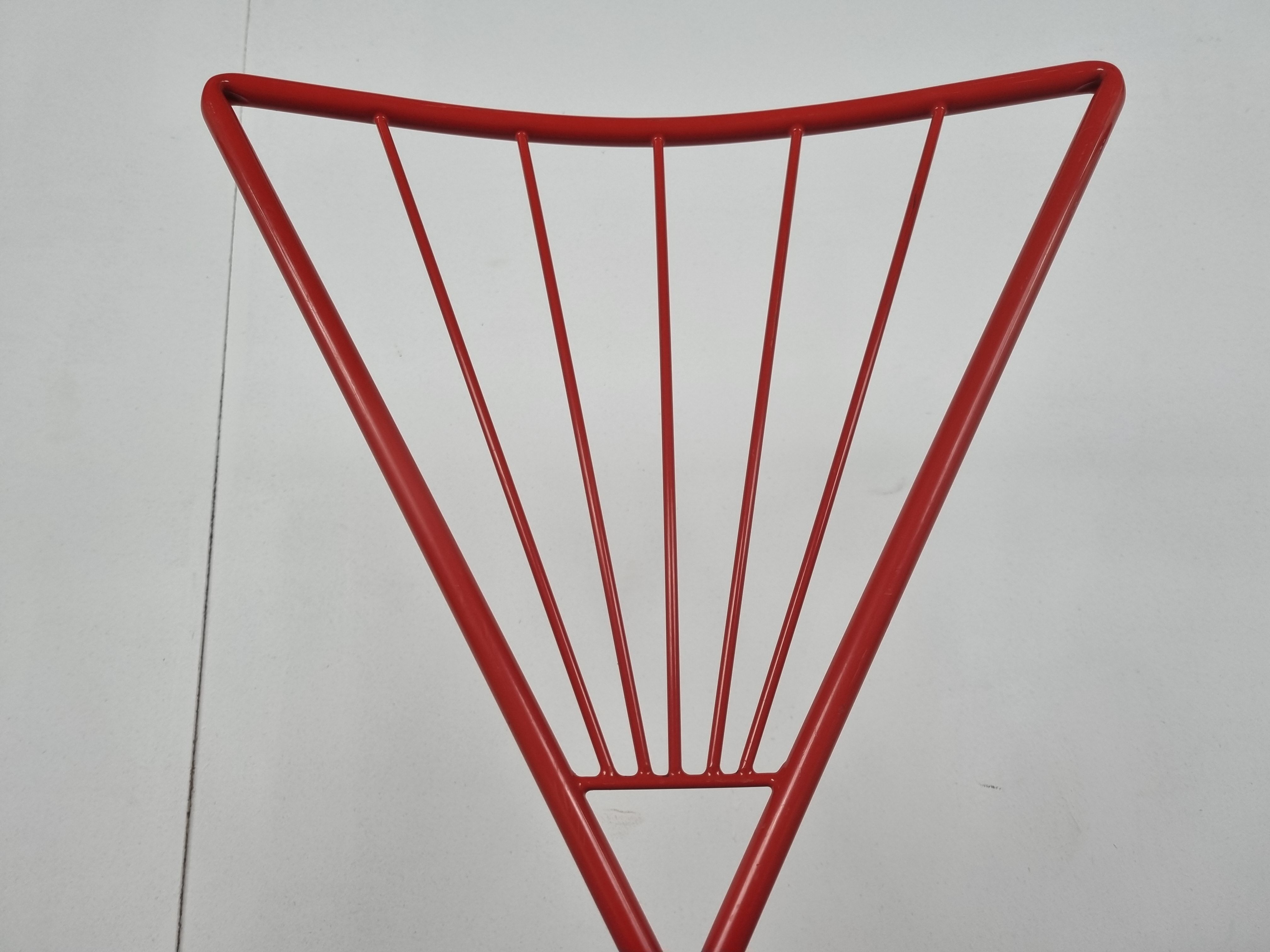 Vintage red metal dining chairs, 1980s