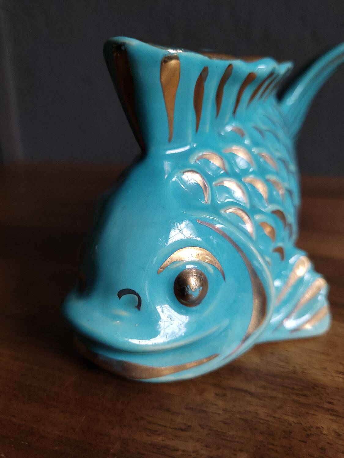 Fish Turquoise Vase 1950 Paby