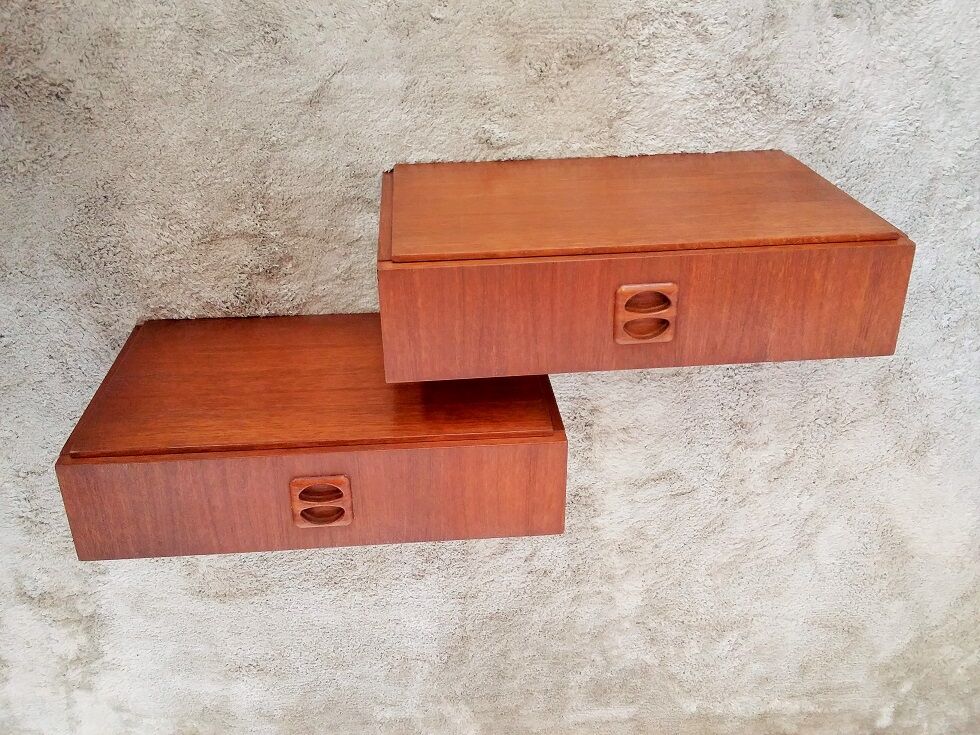 Pair of nightstands wall scandinavian teak