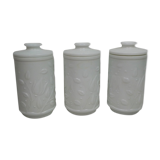 3 airtight opaline glass jars