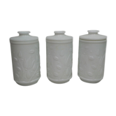 3 airtight opaline glass jars