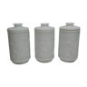 3 airtight opaline glass jars