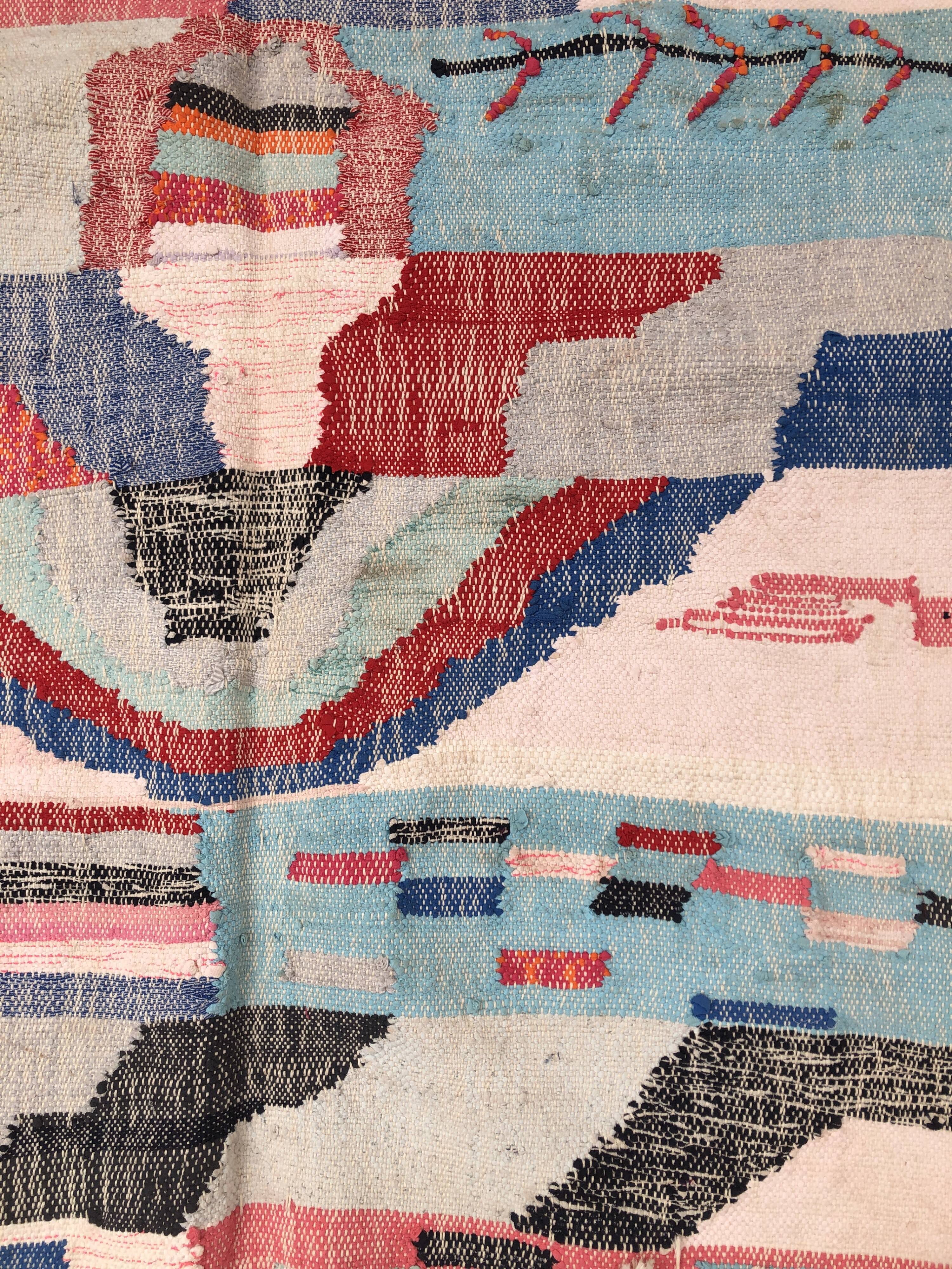 Moroccan Berber carpet Kilim Boucherouite Neuf 1, 75x1m