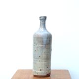 Vase bouteille en grès décor abstrait années 70