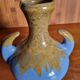 Vintage Alpho vase with beige flame blue ceramic handles