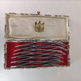 Service à poisson vintage 24 pièces avec coffret toile de Jouy – métal