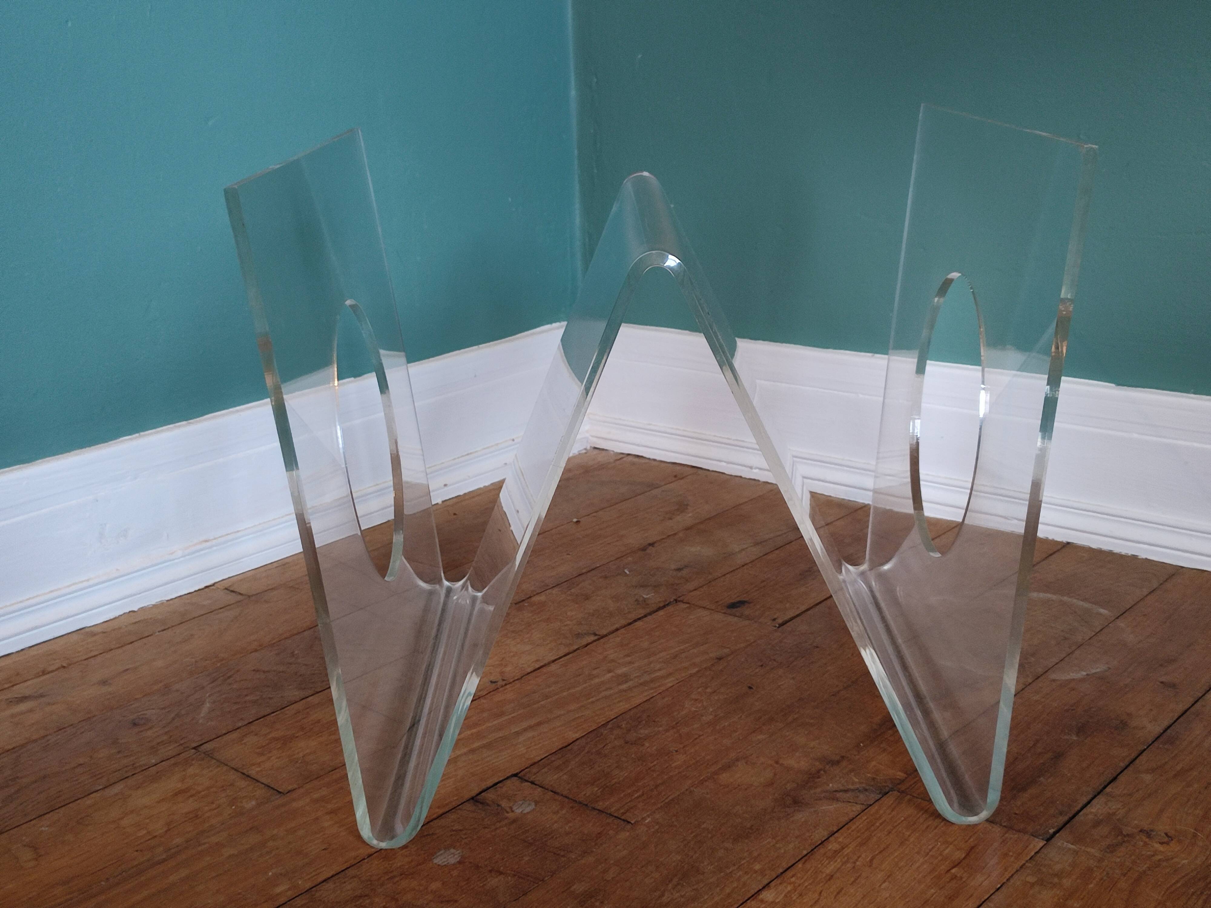 Vintage plexiglass magazine door roche bobois
