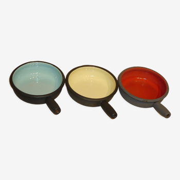 Set of 3 colored iron pans