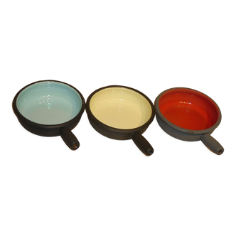 Set of 3 colored iron pans