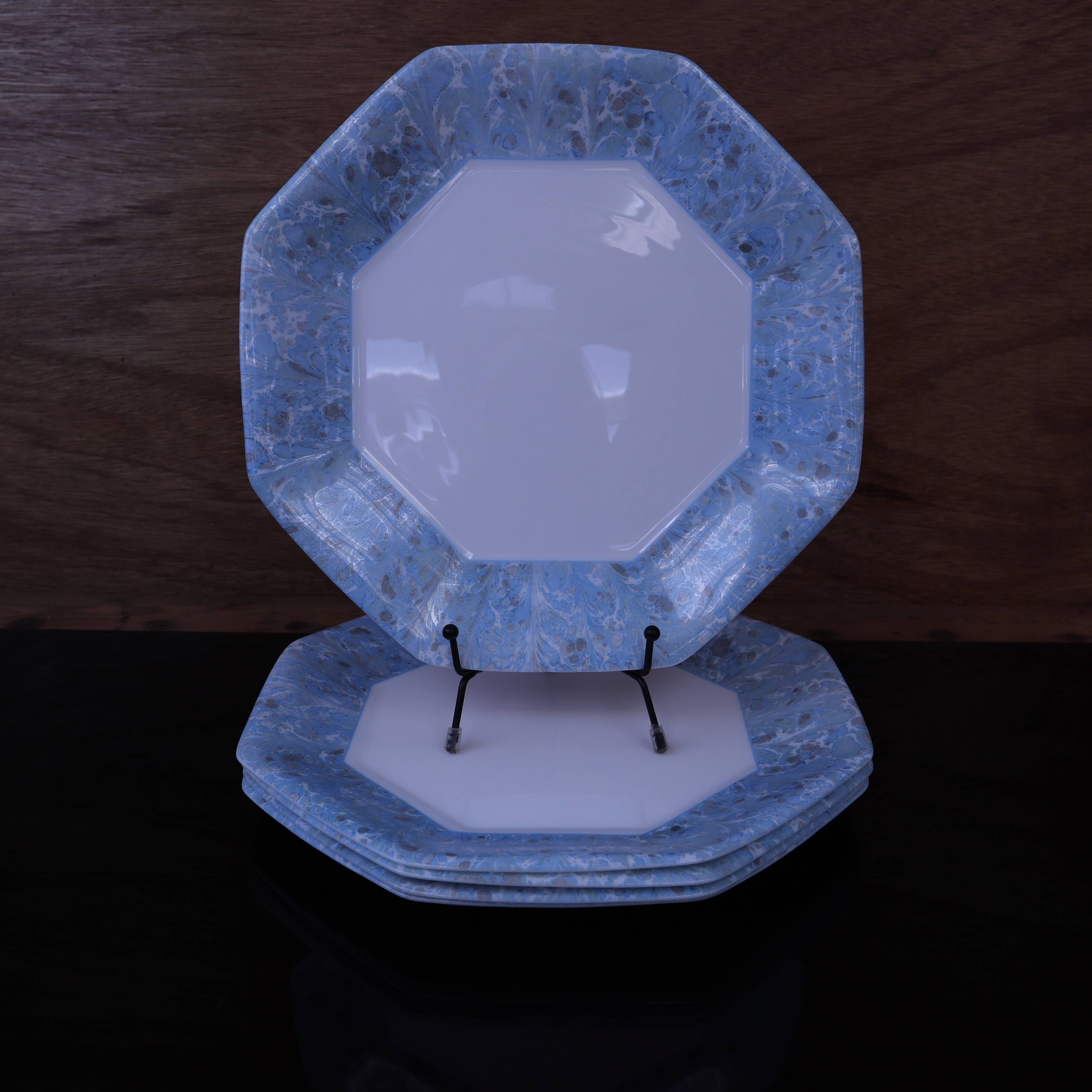 5 vintage octagonal flat plates Arcopal