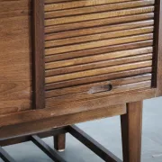 1960s Danish Modern Beech Wood Bar Cabinet with Tambour Door