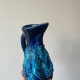 Vintage Vallauris pitcher vase in deep blue glazed ceramic, art piece