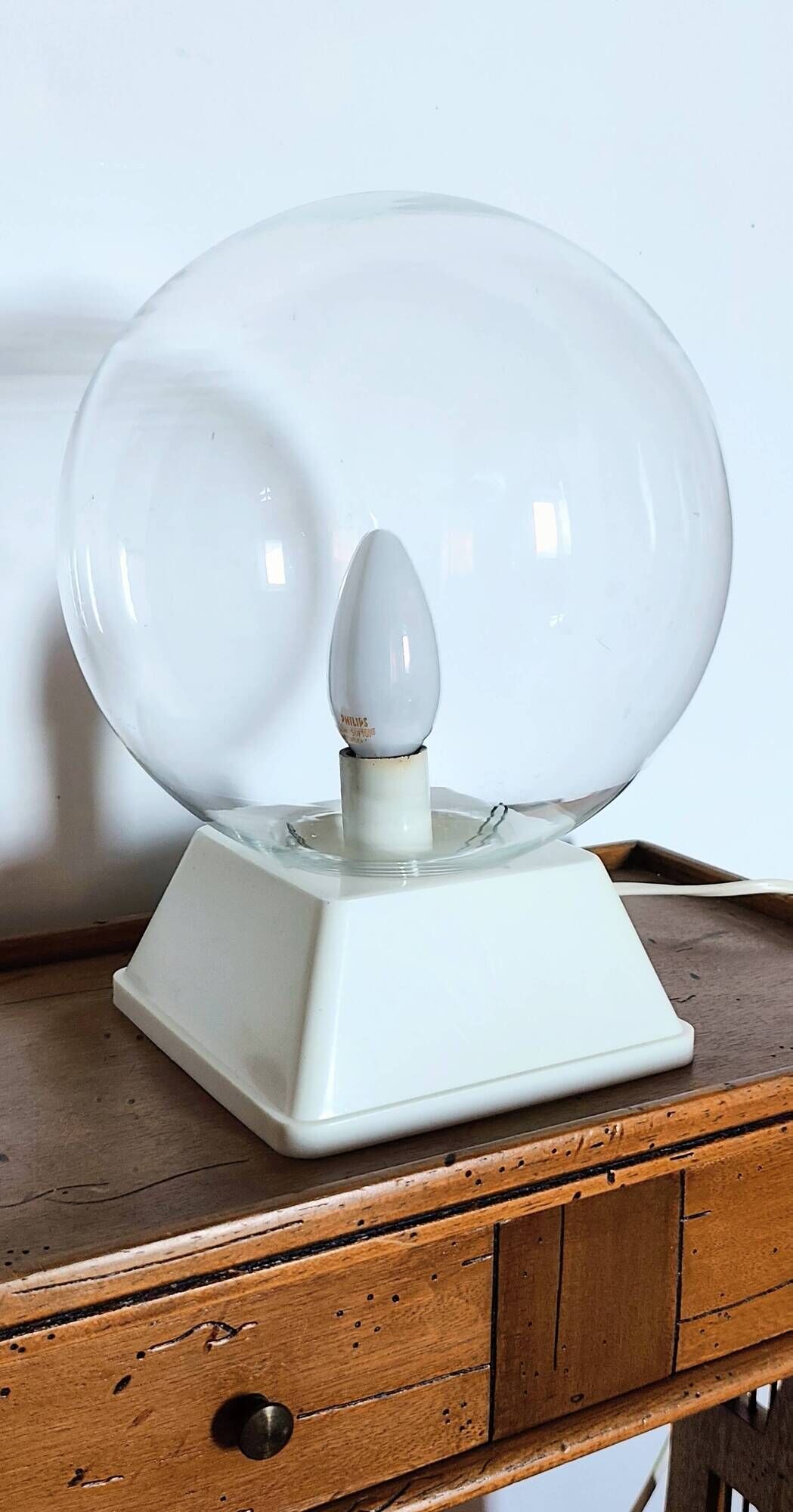 Vintage glass globe lamp from the 70s and 80s.