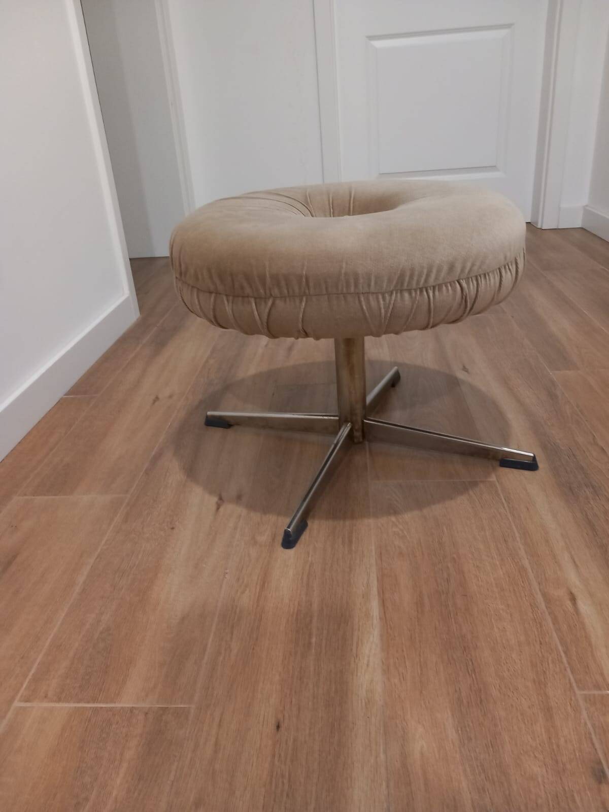 Velvet Swivel Pouf by ISKU 1960s Finland