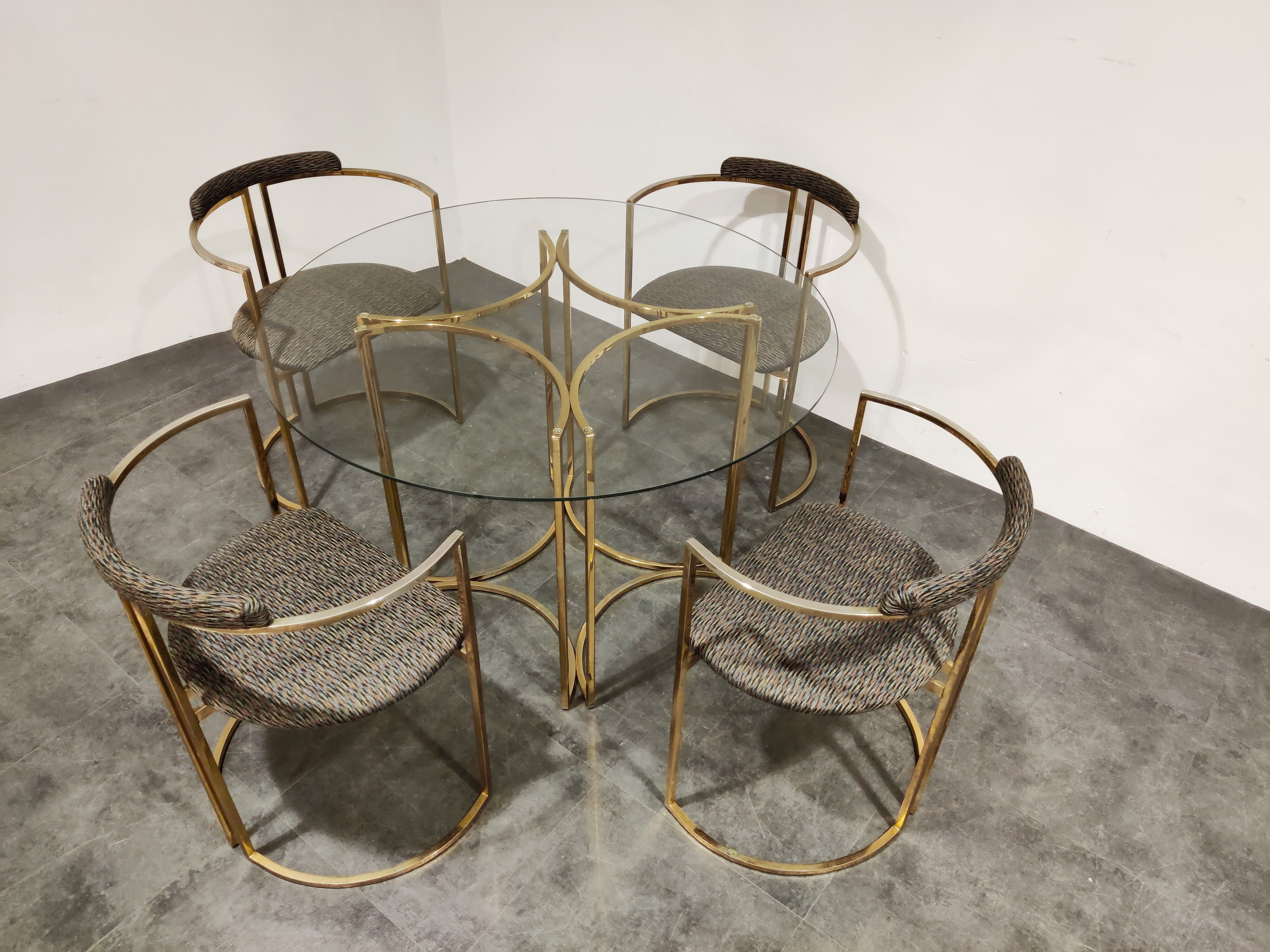 Vintage brass dining room set by Belgochrom, 1970s