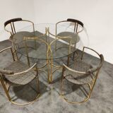 Vintage brass dining room set by Belgochrom, 1970s