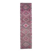 1970s Turkish handmade wool pink diamond runner 82x337