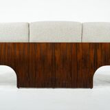 Oriolo canapé by Claudio Salocchi for Sormani in wood and white fabric.