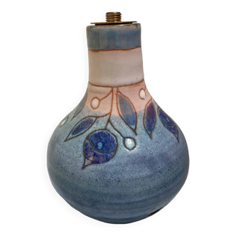 Small enameled ceramic lamp base with flower patterns