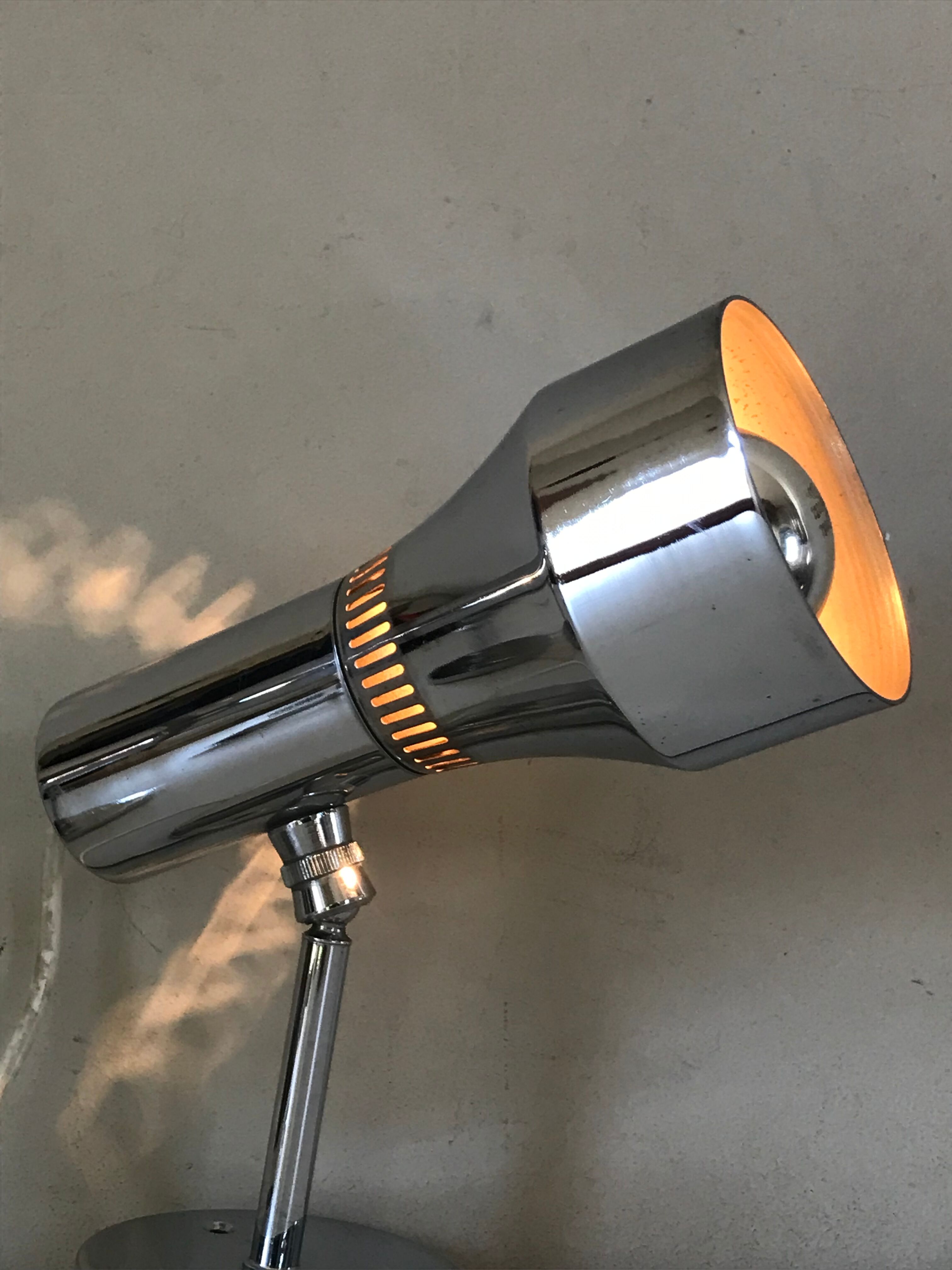 Pair of chrome wall lamps with ball joints design 70 years