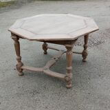 Vintage Octagonal Table in Raw Wood - Family Home Spirit