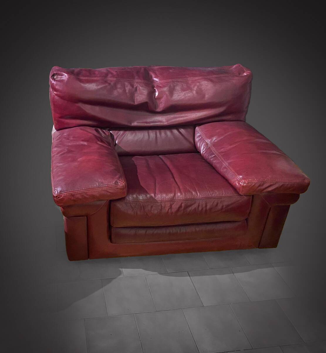 Roche Bobois Set – Patinated cognac leather – 1980s design