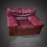 Roche Bobois Set – Patinated cognac leather – 1980s design