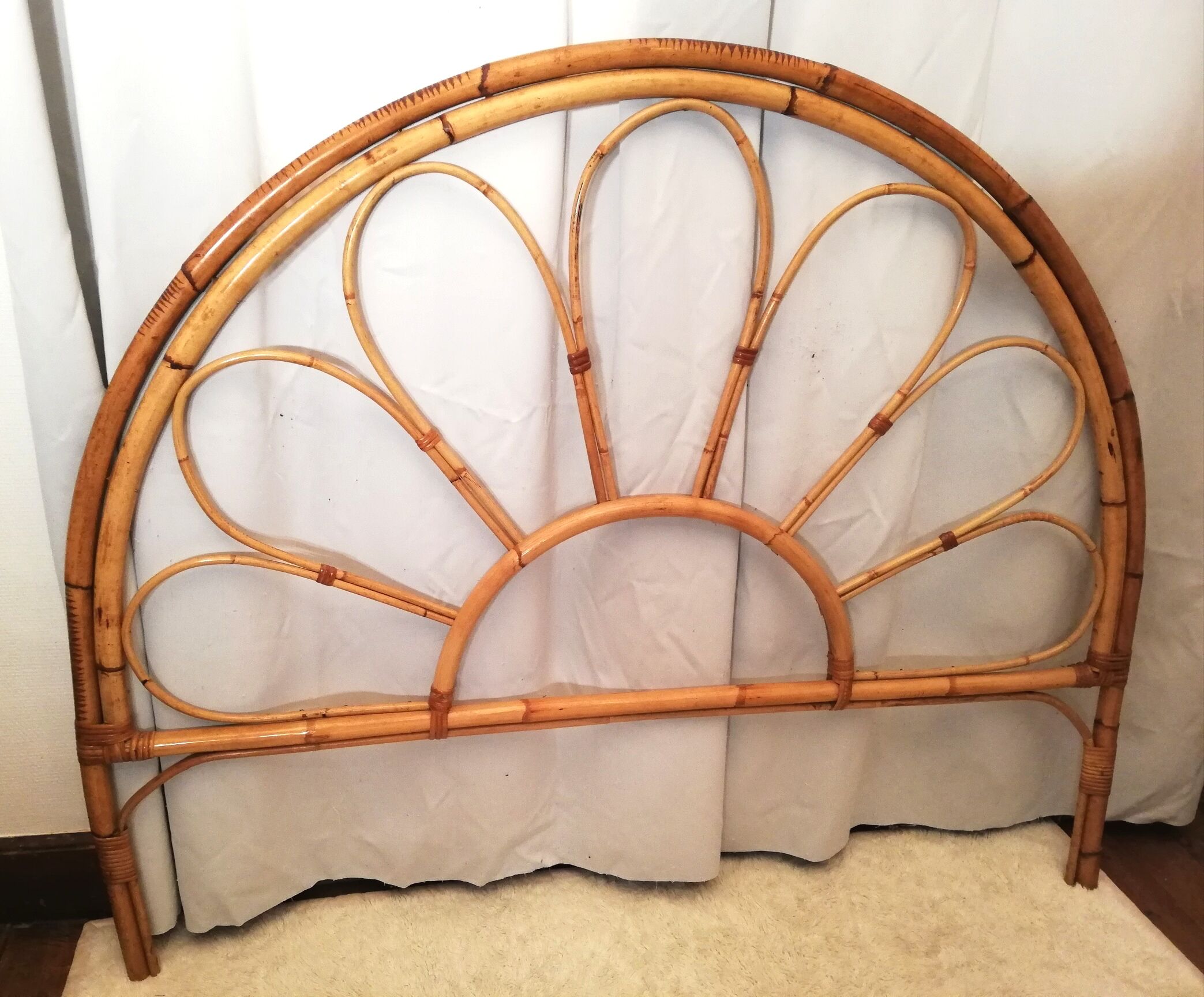 Vintage 60s rattan headboard