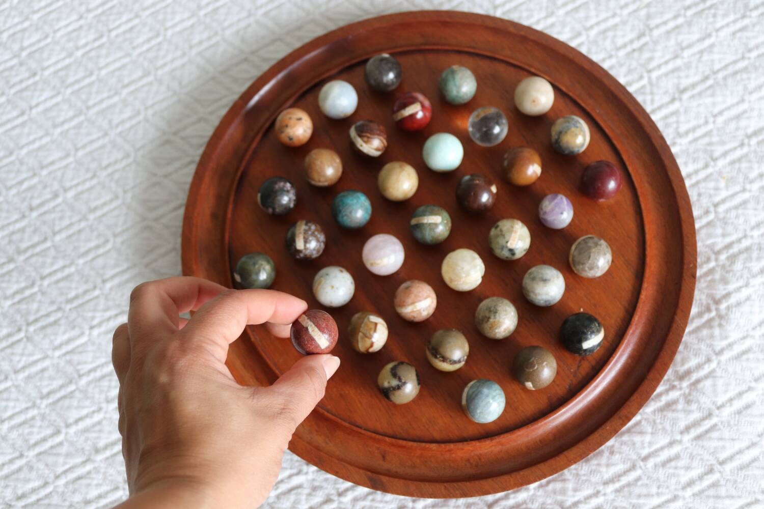 Jeu solitaire vintage en pierres semi précieuses