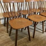 Set of 8 vintage chairs with bars and compass legs 1960