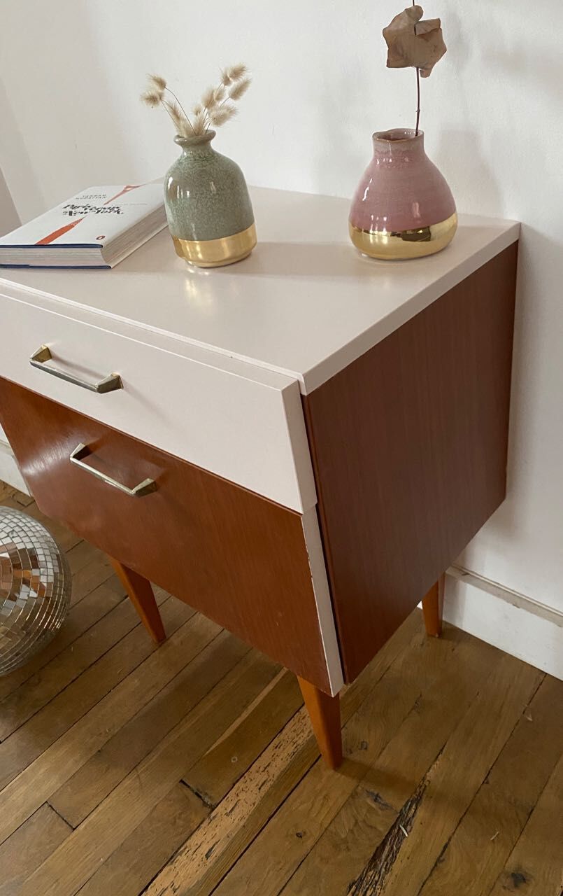 Wooden bedside table and nude