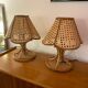 Paire de lampe vintage rotin et cannage