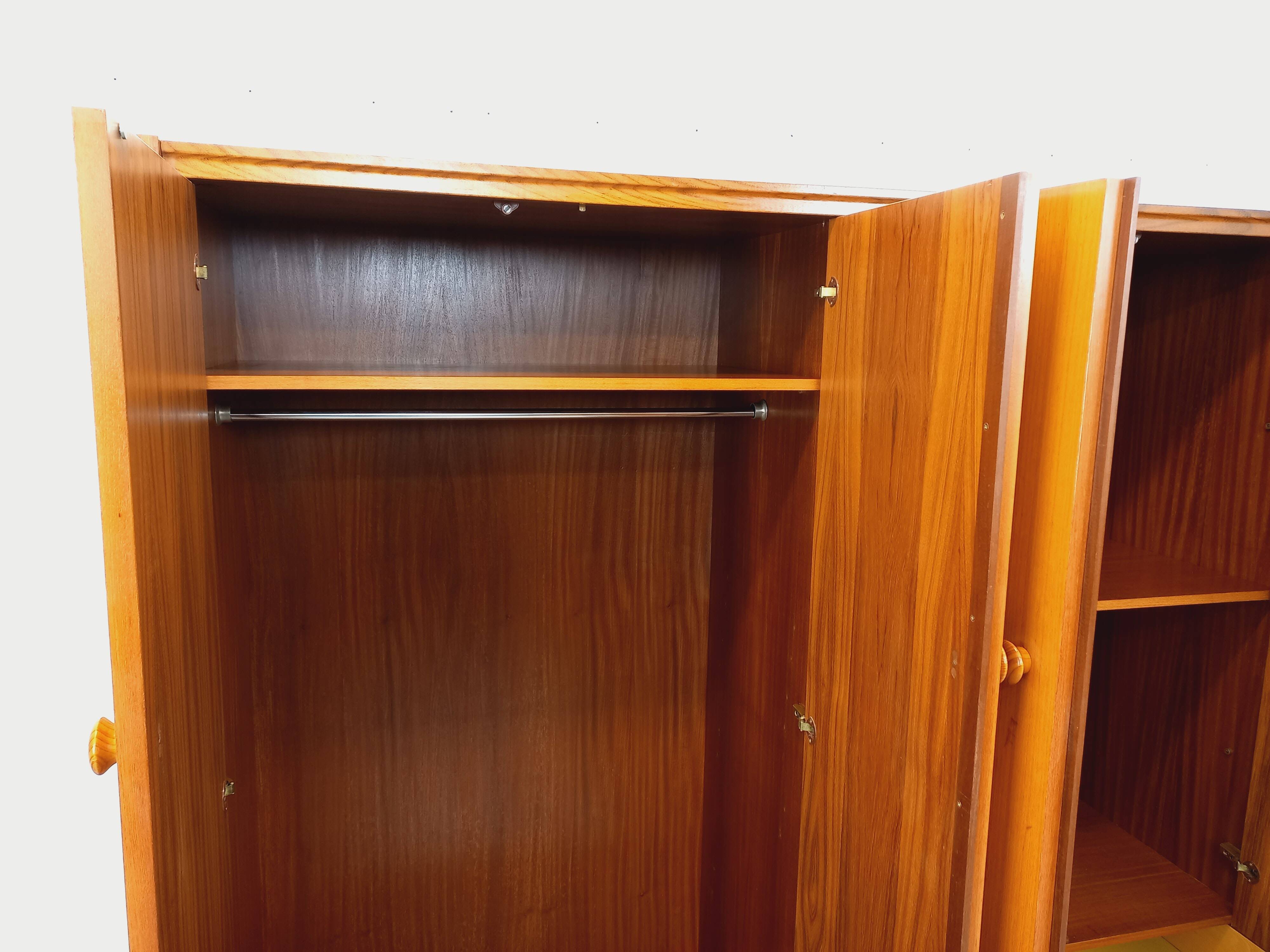 Vintage modernist teak and walnut wardrobe from the 60s and 70s